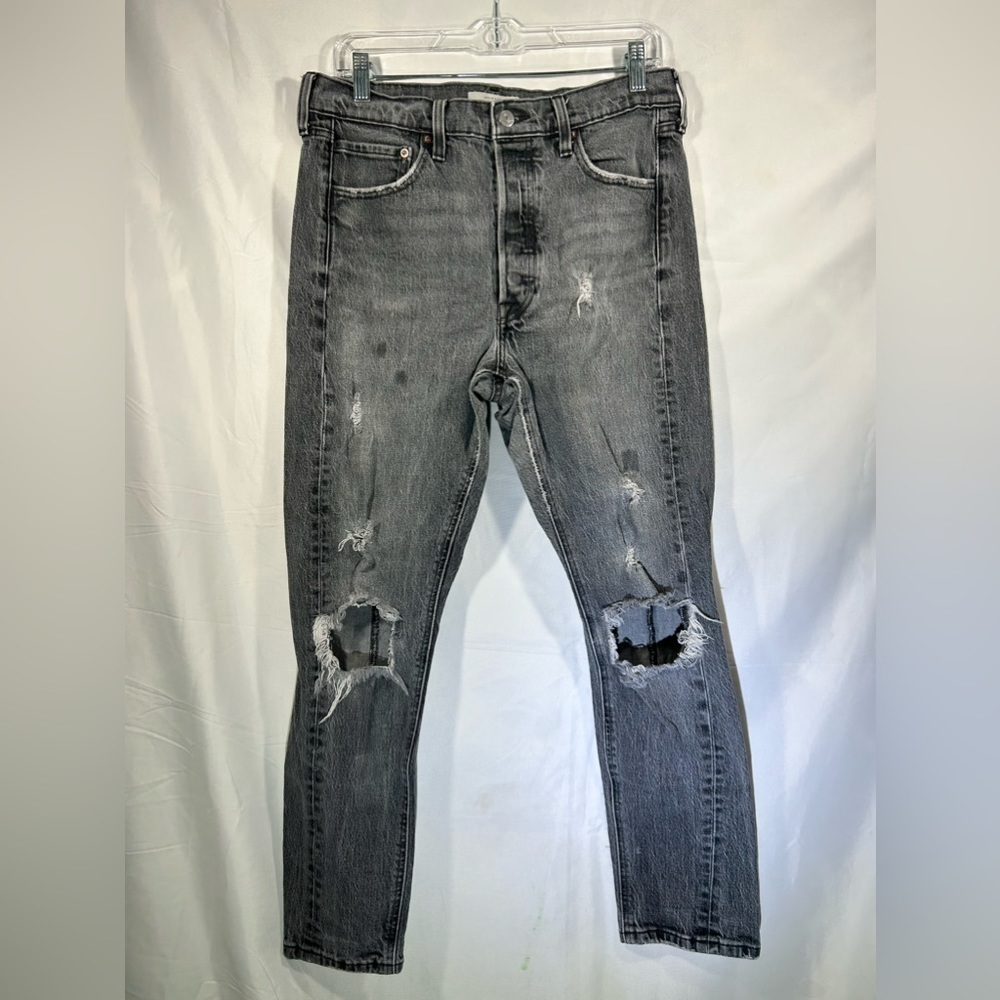 Levi’s Altered 501 Skinny Jeans Womens Distressed Medium Wash Denim Size 31x28